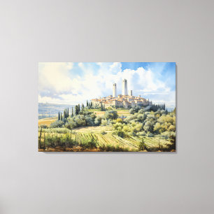 San Gimignano, Toskana - Kanvastrycket Italien Canvastryck