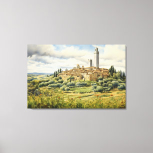 San Gimignano, Toskana - Kanvastrycket Italien Canvastryck