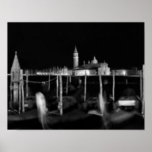 San Giorgio Maggiore kyrka, gondoler i Venedig Poster