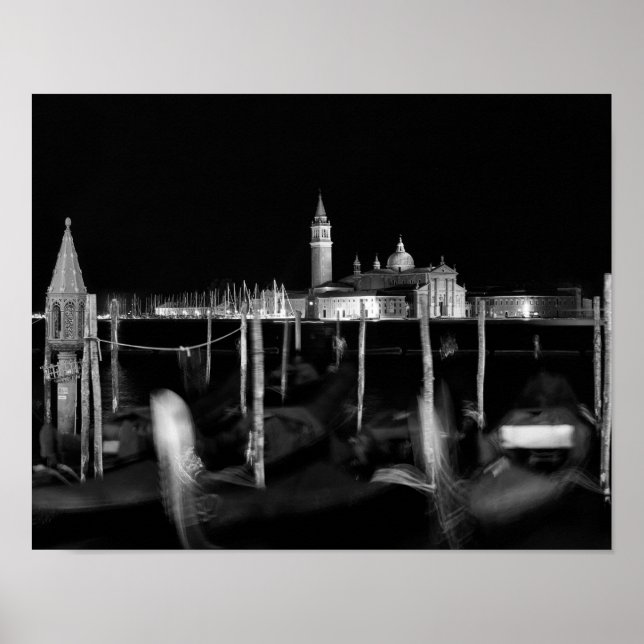 San Giorgio Maggiore-kyrkan, gondolas i Venedig Poster (Framsidan)