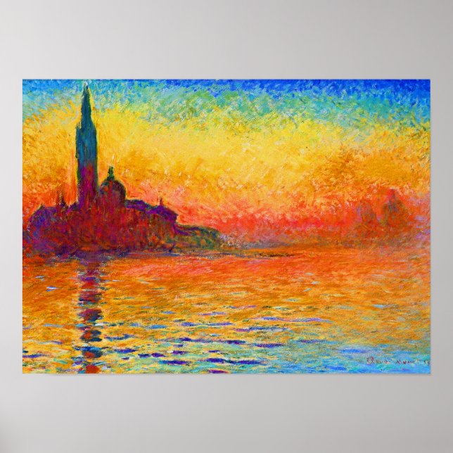 San Giorgio Maggiore vid Dusk av Claude Monet Poster (Framsidan)