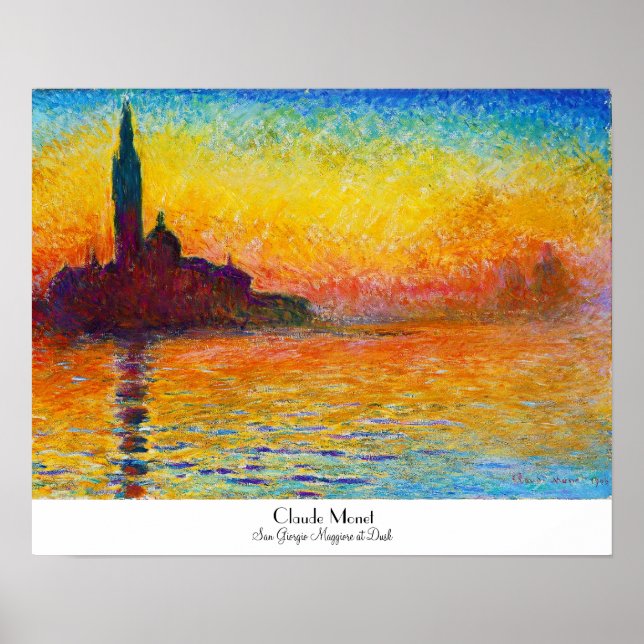 San Giorgio Maggiore vid Dusk Claude Monet Poster (Framsidan)