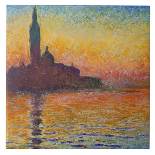 San Giorgio Maggiore vid Dusk (från Claude Monet) Kakelplatta (Framsidan)