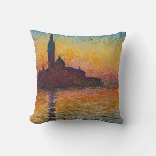 San Giorgio Maggiore vid Dusk (från Claude Monet) Kudde (Framsida)