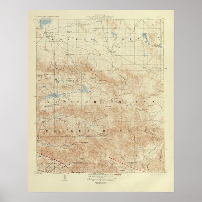 San Gorgonio quadrangle som visar San Andreas Rift Poster (Framsidan)