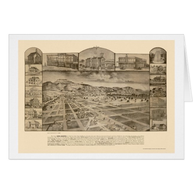 San Jacinto, panorama- karta för CA - 1886 Hälsningskort (Framsidan Horizontal)