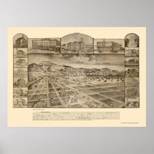 San Jacinto, panorama- karta för CA - 1886 Poster