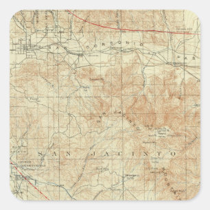 San Jacinto quadrangle som visar San Andreas Rift Fyrkantigt Klistermärke