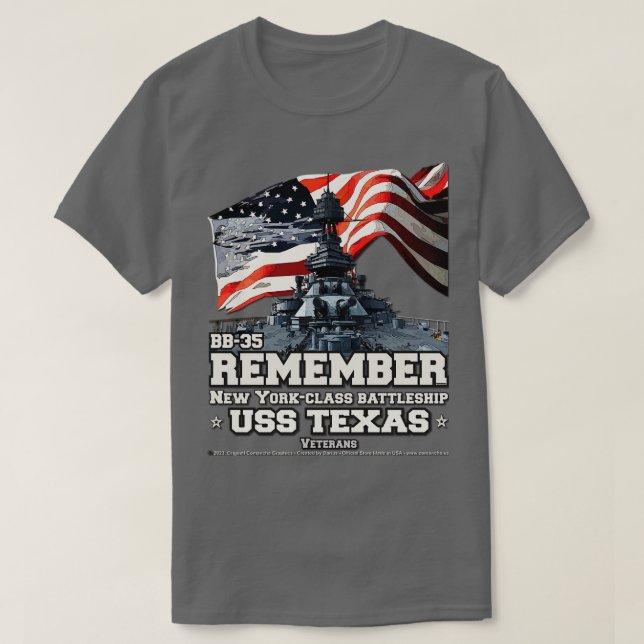 San Jacinto USS TEXAS US BB35-batteri T Shirt (Design framsida)