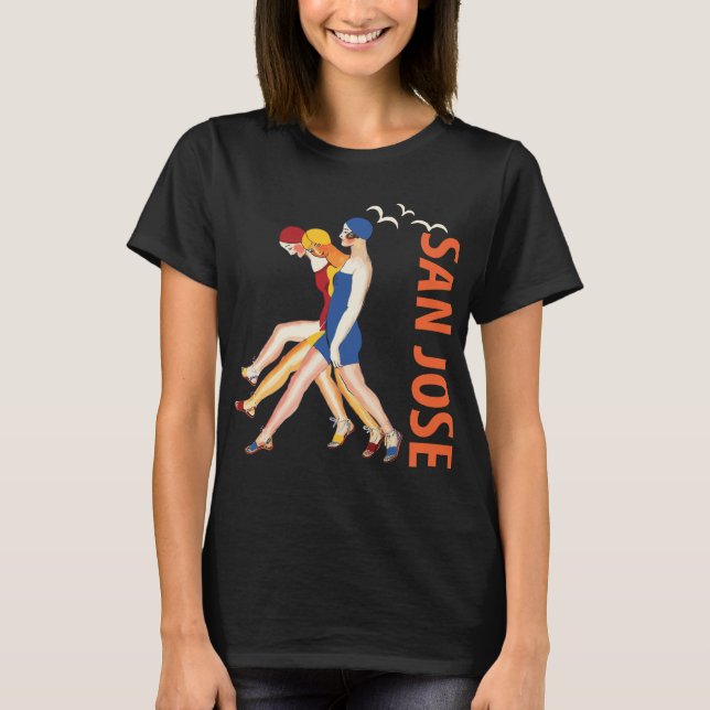 San Jose Art Deco Retro Orange Resa T Shirt (Framsida)