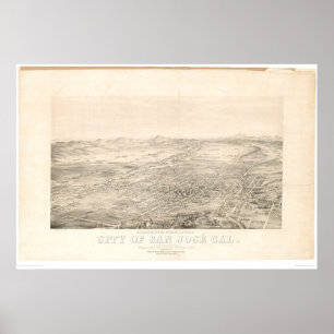San Jose, CA. Panoramisk Karta 1869 (1559A) Poster