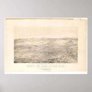 San Jose, CA. Panoramisk Karta 1869 (1559A) Poster
