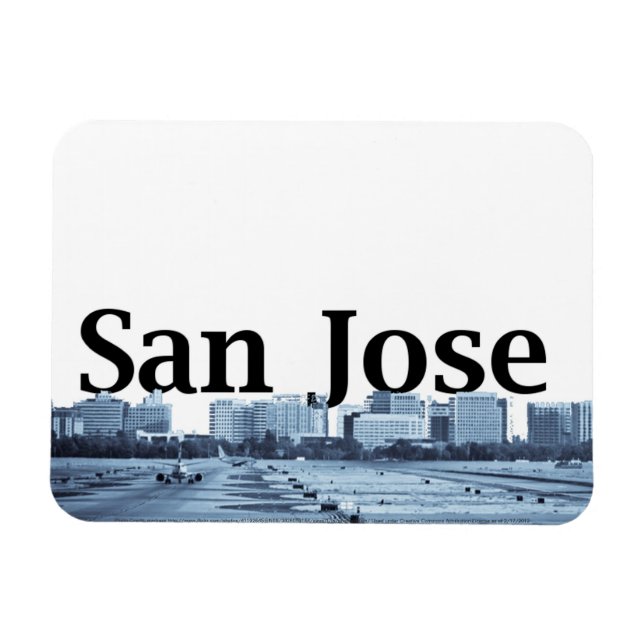 San Jose CA Skyline med San Jose i Himlar Magnet (Horisontell)
