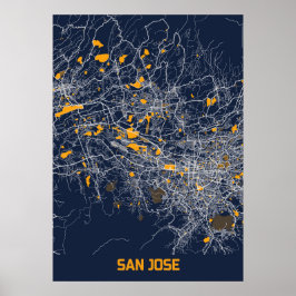 San Jose - Califonia Bluefresh City Karta Poster