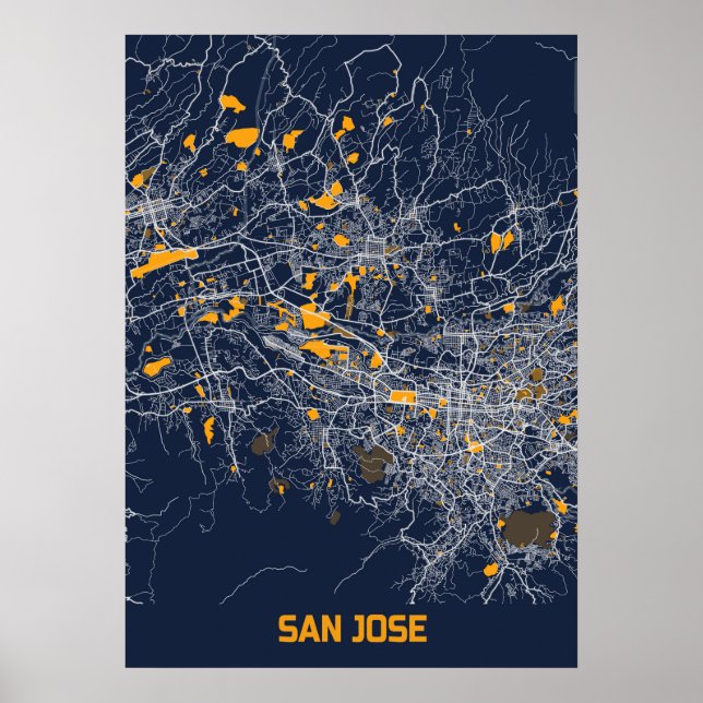 San Jose - Califonia Bluefresh City Karta Poster (Framsidan)
