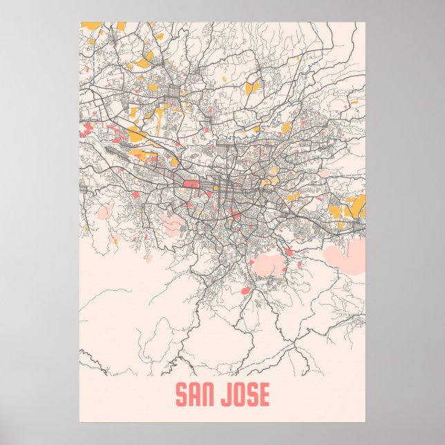 San Jose - Califonia Chalk City Karta Poster (Framsidan)