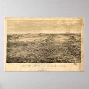 San Jose California 1869 Panoramic Karta Poster