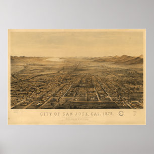 San Jose California 1875 Panoramic Karta Poster
