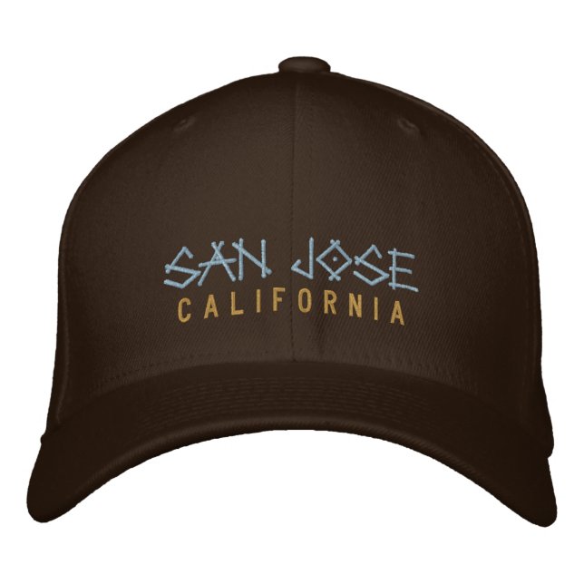 San Jose California Embroiderat Hat på brunt Broderad Keps (Framsida)