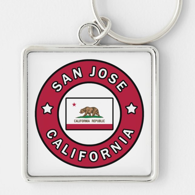 San Jose California Fyrkantig Silverfärgad Nyckelring (Framsidan)