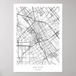 San Jose California Modern Minimal City Street Kar Poster