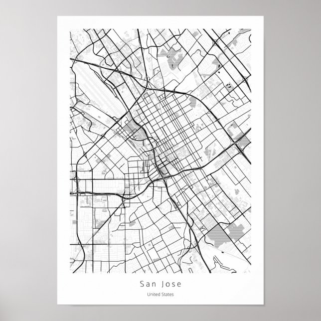San Jose California Modern Minimal City Street Kar Poster (Framsidan)