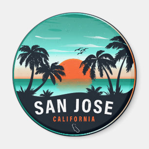 San Jose California Retro Sunset Souvenirs 80-tale Magnet