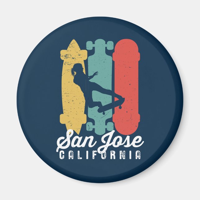 San Jose California Skater Girl Skateboarding Magnet (Framsidan)