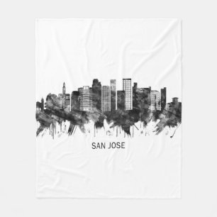 San Jose California Skyline BW Fleecefilt