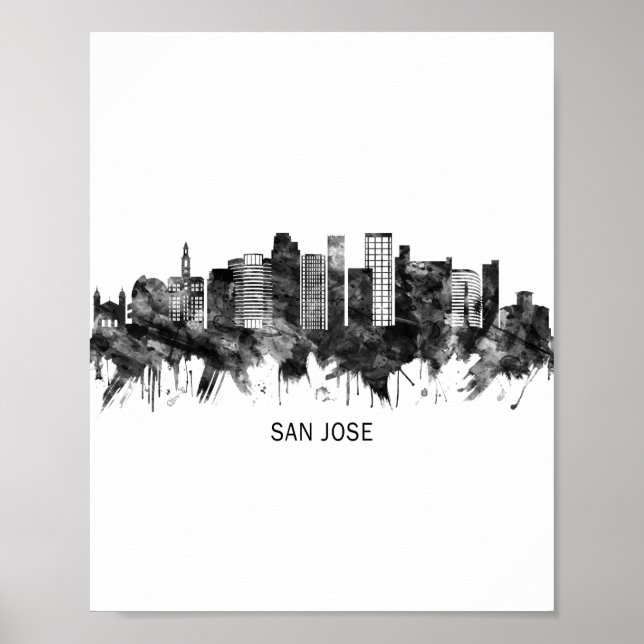 San Jose California Skyline BW Poster (Framsidan)