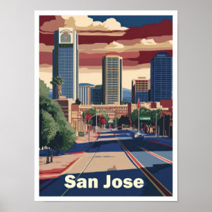 San Jose California USA Art Vintage resor Poster