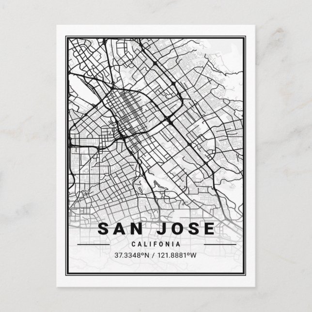 San Jose California USA Travel City Karta Vykort (Framsida)