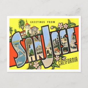 San Jose, California Vintage Big Brev vycard Vykort