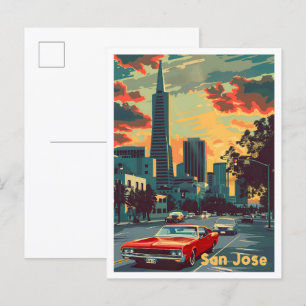 San Jose California Vintage resor Illustration Vykort