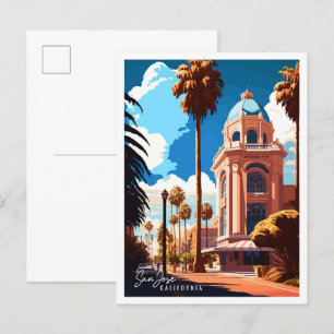 San Jose California vintage resor illustration Vykort