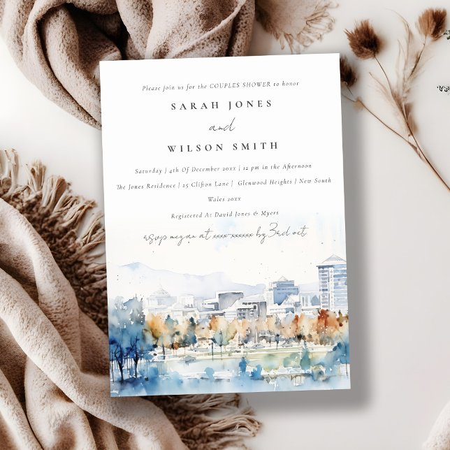 San Jose, California Watercolor Par Shower Inbjudningar (Skapare uppladdad)