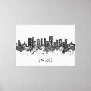 San José Costa Rica Skyline BW Canvastryck