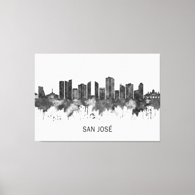 San José Costa Rica Skyline BW Canvastryck (Framsida)