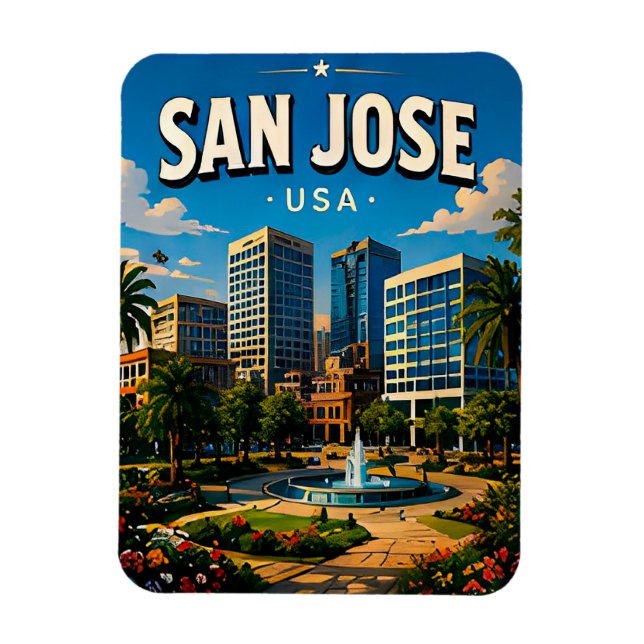 San Jose Downtown Skyline Magnet (Vertikal)