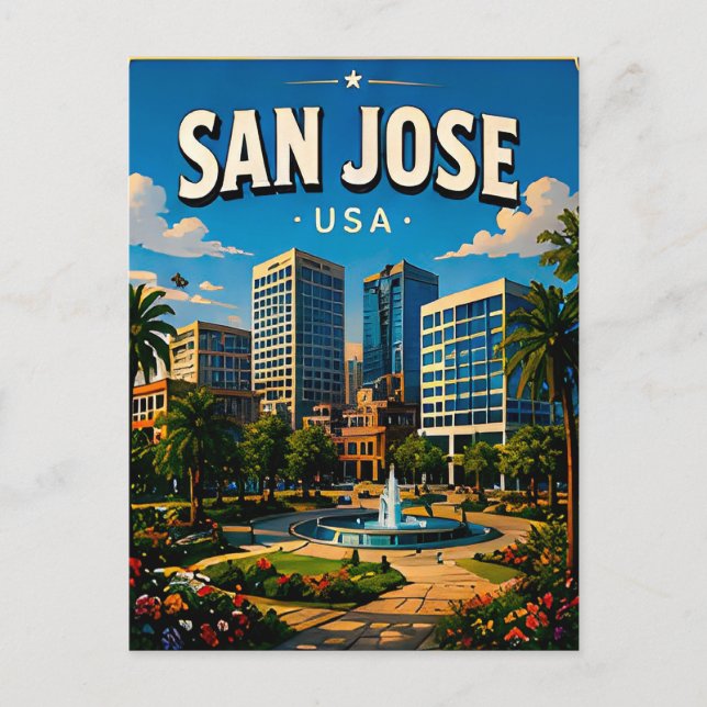 San Jose Downtown Skyline Minne Vykort (Framsida)