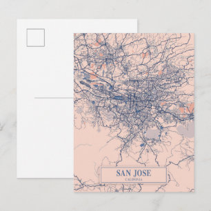 San Jose Kalifornien Blåsigt Stadskarta Resa Vykort