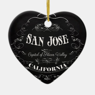 San Jose Kalifornien - huvudstad av Silicon Valley Julgransprydnad Keramik