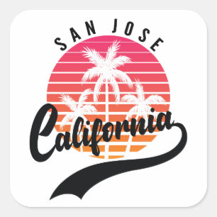 San jose, Kalifornien Retro Sticker Fyrkantigt Klistermärke