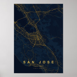 San Jose Kalifornien Stiliserad Karttryck Poster