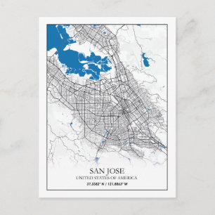San Jose Kalifornien USA Resestads karta Vykort
