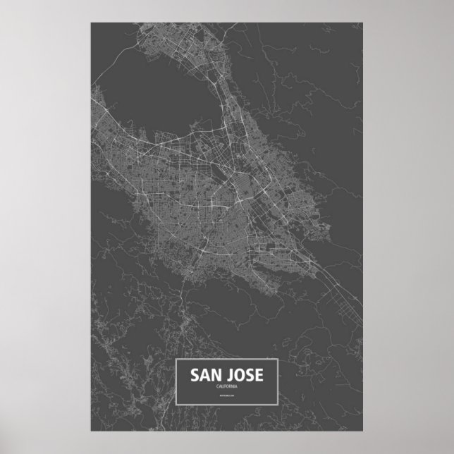 San Jose, Kalifornien (vit på svart) Poster (Framsidan)