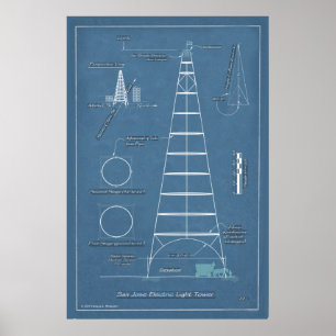 San Jose ljus tornritning Poster