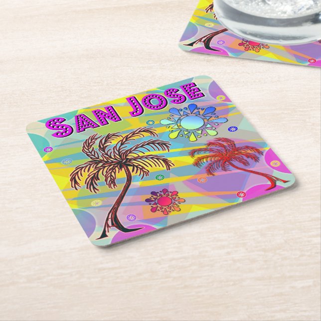 San Jose Lycklig och Hope Underlägg Papper Kvadrat (Vinklad)