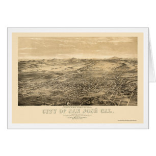 San Jose panorama- karta för CA - 1869 Hälsningskort