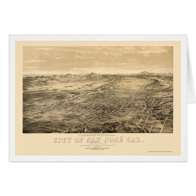 San Jose panorama- karta för CA - 1869 Hälsningskort (Framsidan Horizontal)